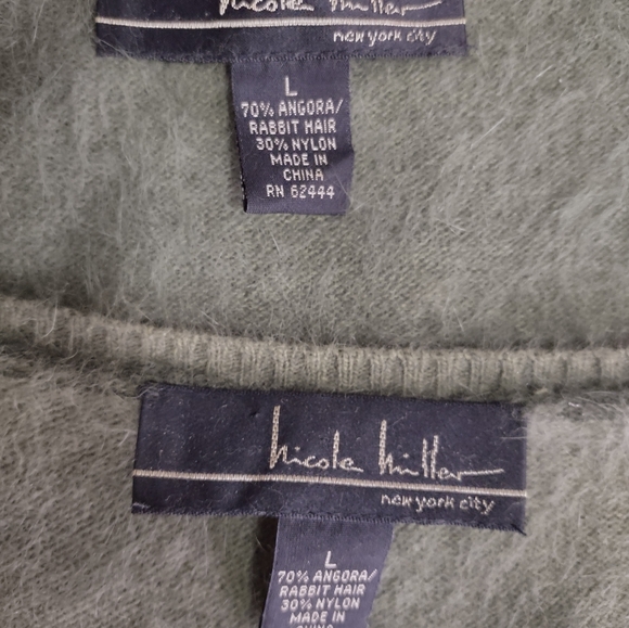 Angora/Rabbit Hair Nicole Miller Green sweater Twinset. Size L (fits like M) - Picture 7 of 7